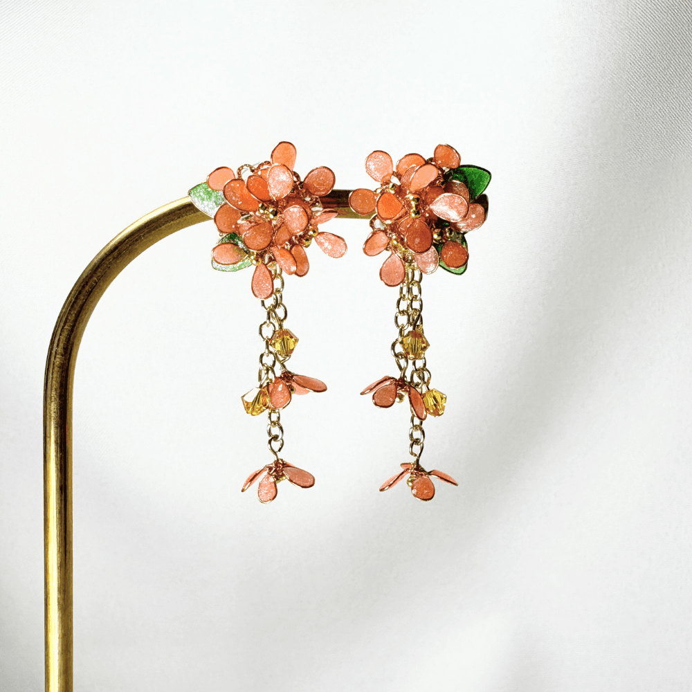 【金木犀/キンモクセイ】2wayピアス 秋の新作 揺れるオレンジ 金属アレルギー対応 サージカルステンレス 受注生産 | 5枚目